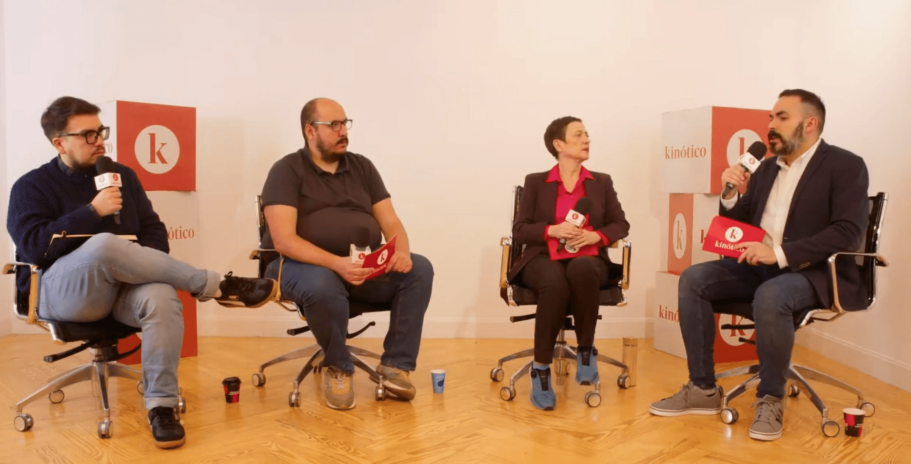 David Martos, María Guerra, Dani Mantilla y Matías G. Rebolledo, en el set de Kinótico de las nominaciones de los Premios Goya 2025