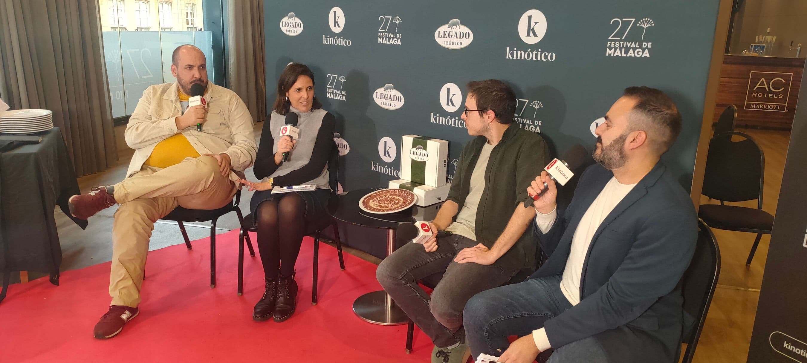 Dani Mantilla, Isabel Sánchez, Francesc Miró y David Martos, en el set de Kinótico del Festival de Málaga 2024