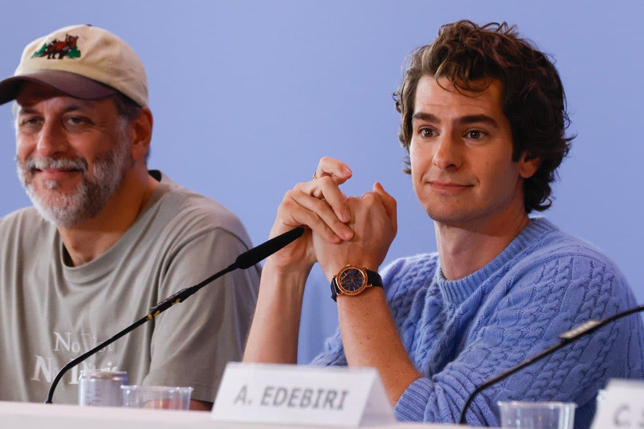 Luca Guadagnino y Andrew Garfielden la rueda de prensa de presentación de 'After the hunt' en el Festival de Venecia 2025